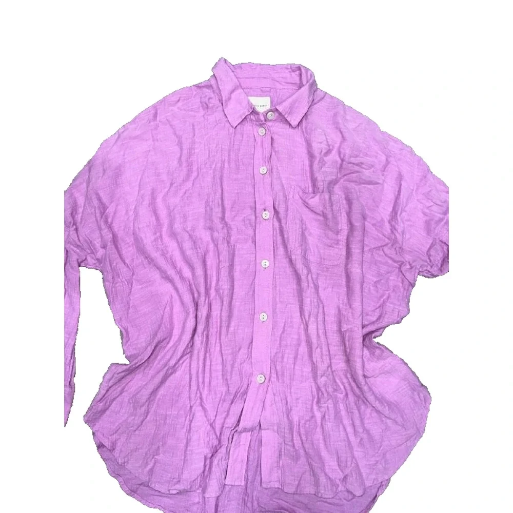 American Eagle Womens preppy Y2K oversized Shirt Lavender XS A004924 - Picture 2 of 9